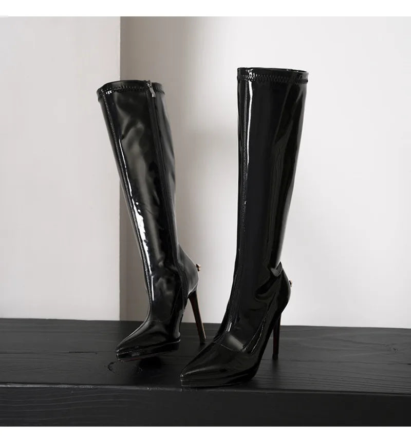 Vintage-Inspired Knee-High Stiletto Boots