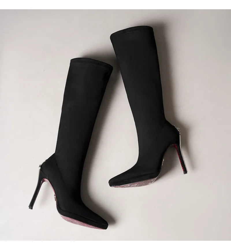 Vintage-Inspired Knee-High Stiletto Boots