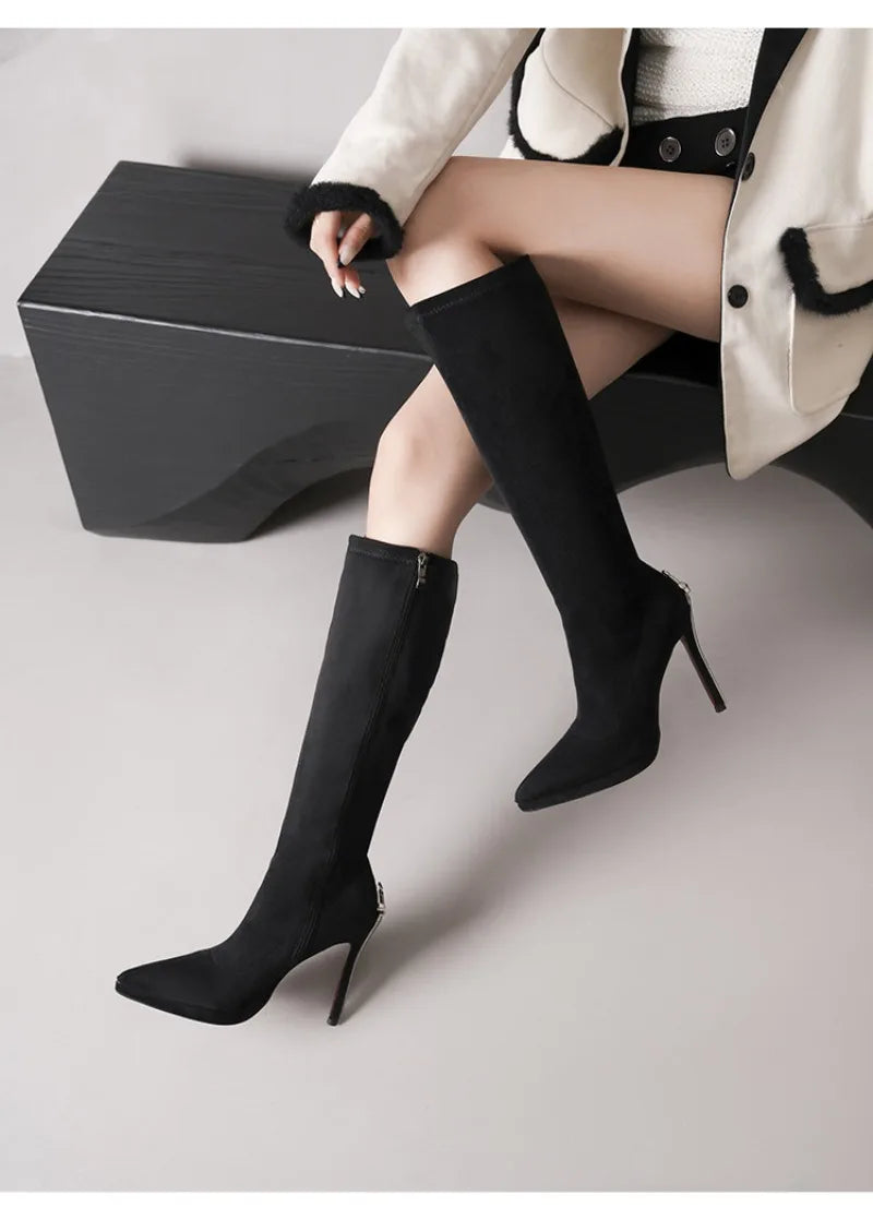 Vintage-Inspired Knee-High Stiletto Boots