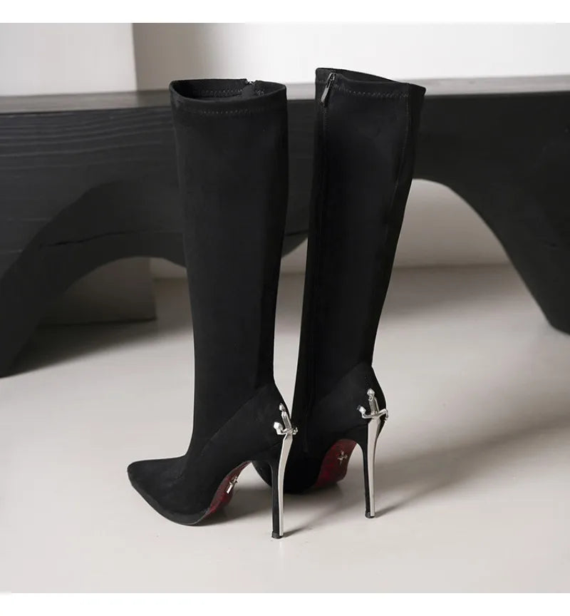 Vintage-Inspired Knee-High Stiletto Boots