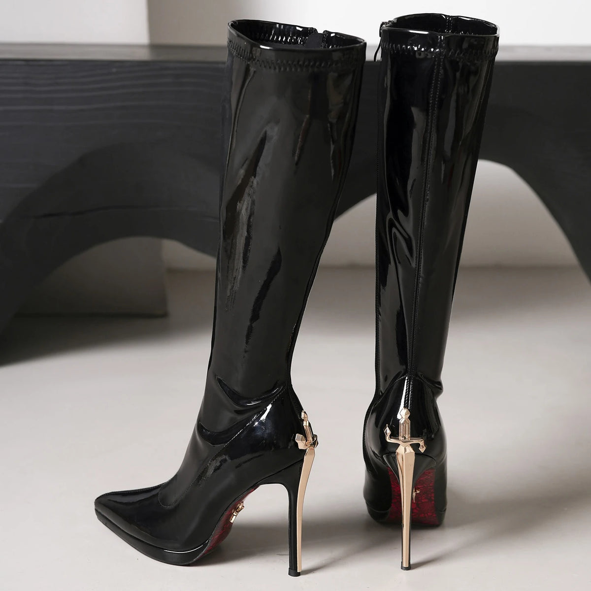 Vintage-Inspired Knee-High Stiletto Boots