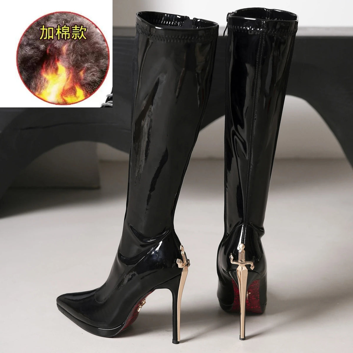 Vintage-Inspired Knee-High Stiletto Boots