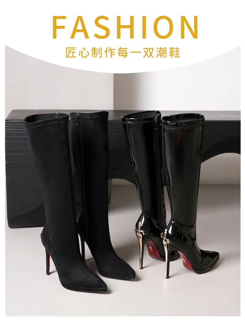 Vintage-Inspired Knee-High Stiletto Boots