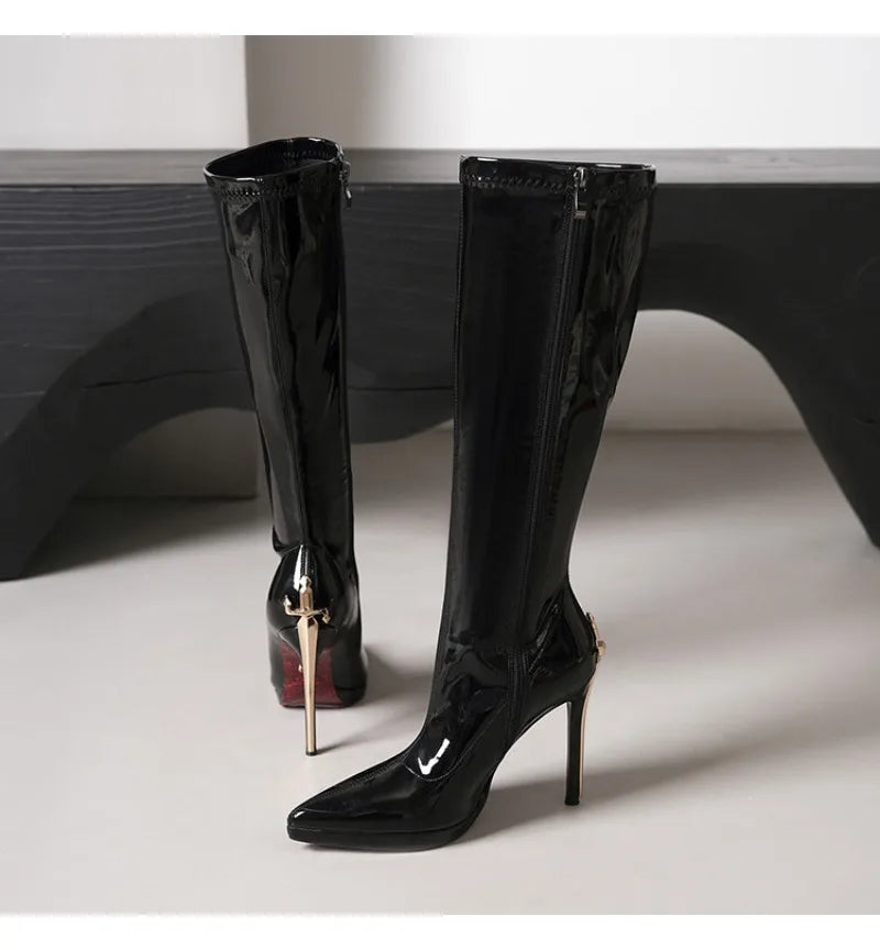Vintage-Inspired Knee-High Stiletto Boots