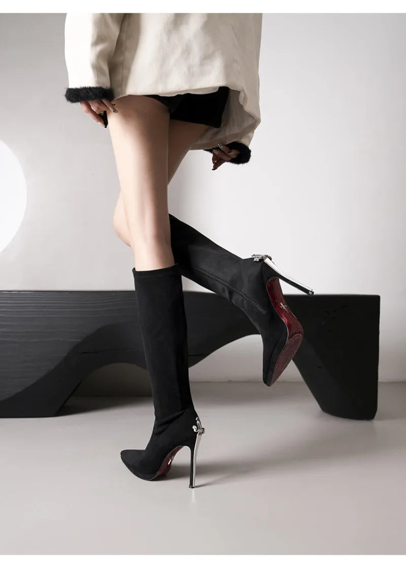 Vintage-Inspired Knee-High Stiletto Boots