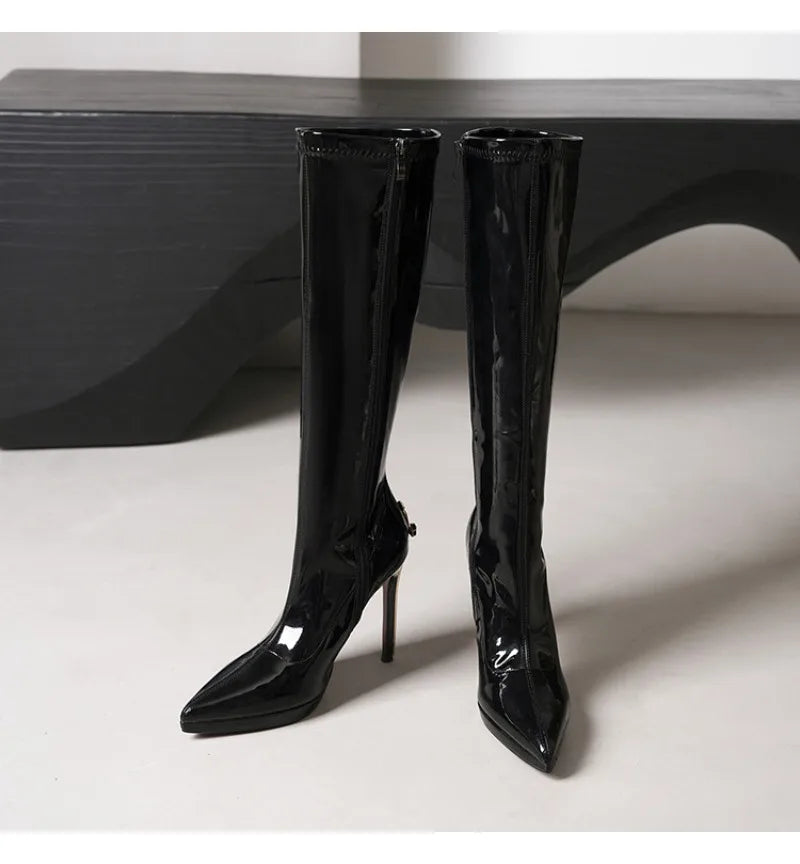 Vintage-Inspired Knee-High Stiletto Boots