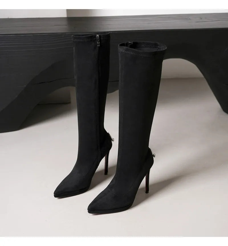 Vintage-Inspired Knee-High Stiletto Boots
