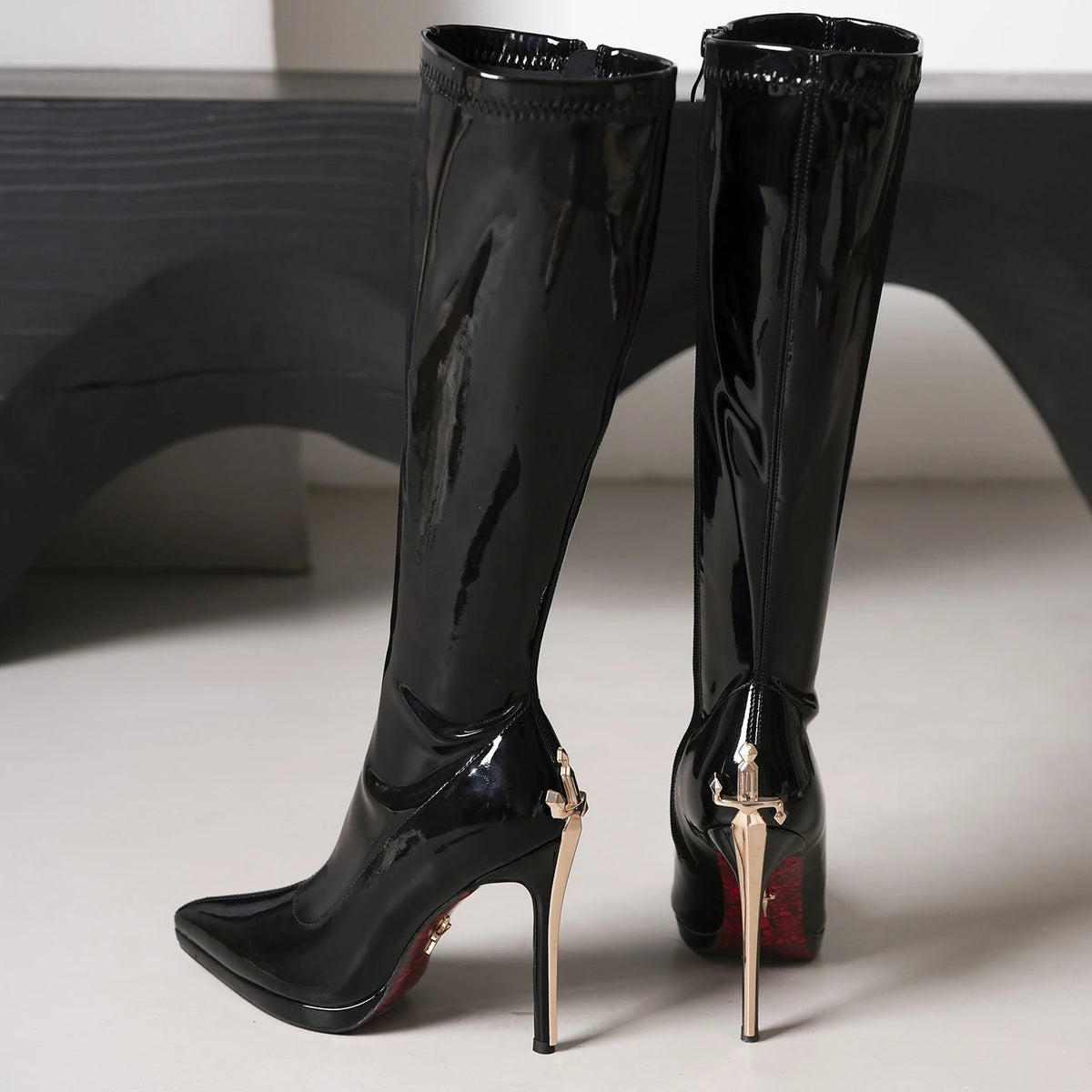 Vintage-Inspired Knee-High Stiletto Boots