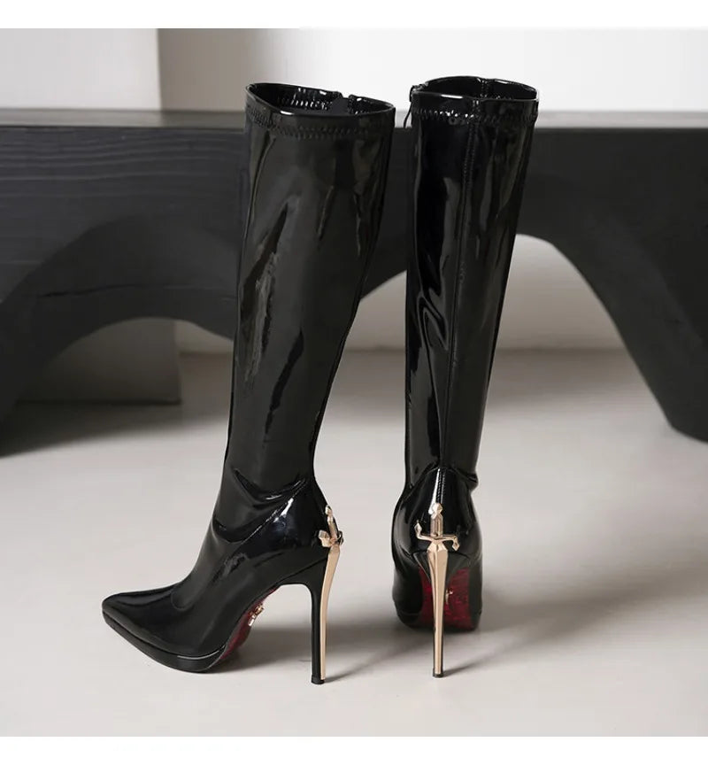 Vintage-Inspired Knee-High Stiletto Boots