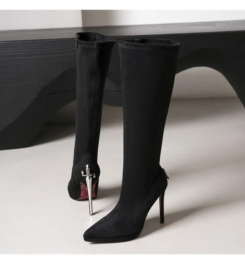 Vintage-Inspired Knee-High Stiletto Boots