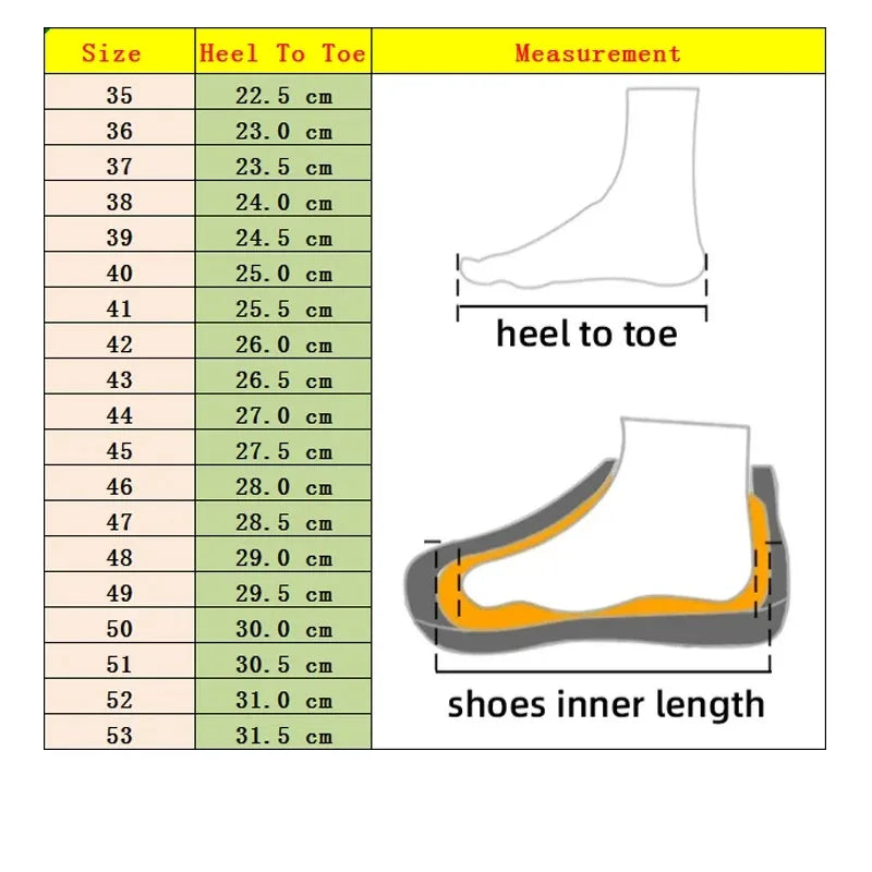 Shoe size guide and foot measurement instructions