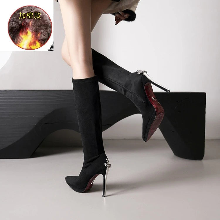 Vintage-Inspired Knee-High Stiletto Boots