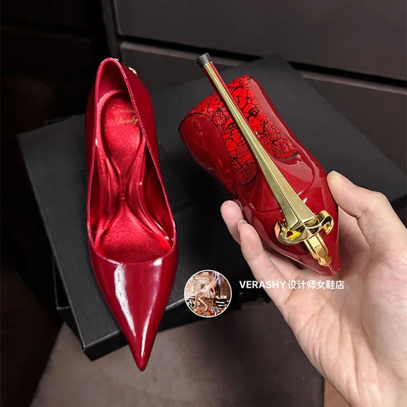 Vintage-Inspired Velvet & Leather-Look Pumps